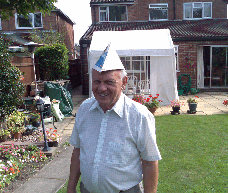 Chris in paper hat
